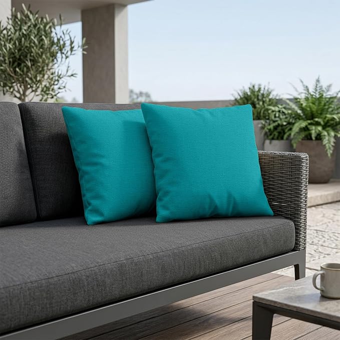 Covers & All Sunbrella Throw Pillows Set of 2, 20 x 20 Inch Square Outdoor & Indoor Cushions with Insert, Fade & UV Resistant Fabric (Canvas Aruba)
