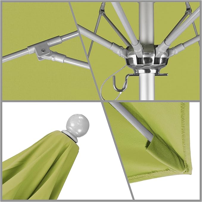 California Umbrella 7.5' Rd. Venture Series Contract Grade Patio Umbrella, Push Open Pin Stop, Silver Finish, Sunbrella Spectrum Cilantro
