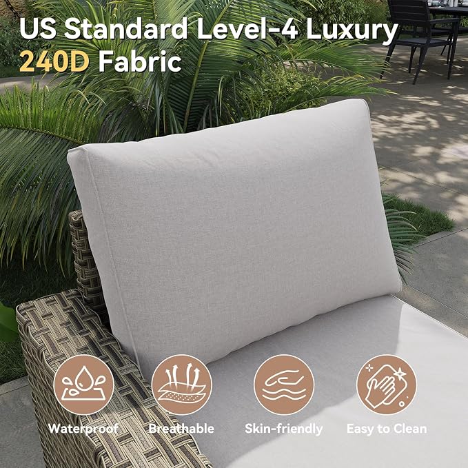 LazySunsets Luxury Patio Furniture Set, All-Weather Patio Sectional Sofas with Thickened Cushions, 6 Piece Outdoor Furniture Set, Grey
