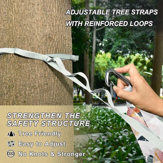 Camping Hammock Outdoor Hammocks for Outside Botanical Flowers Beach Trees Portable Lightweight with Pockets Tree Straps Indoor Small
