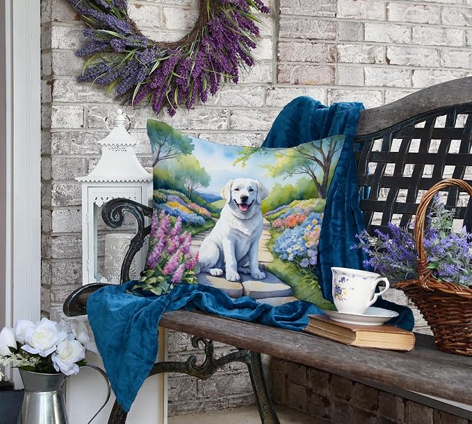 Caroline's Treasures Kuvasz Spring Path Throw Pillow Machine Washable, Indoor Outdoor Decorative Pillow for Couch, Bed or Patio, 18Hx18W