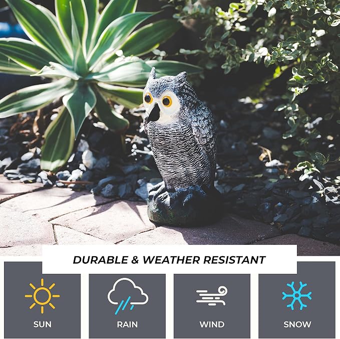 Owl Decoys to Scare Birds Away Plastic Owls Statue for Garden & Outdoors, 3