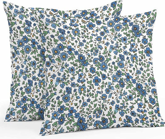 JasmineM Outdoor Pillow Cover Set of 2 Farmhouse Botanical Herbs Waterproof Throw Pillow Covers Blue White Decorative Pillowcases Garden Cushion Case for Patio Couch Sofa 16x16 Inch