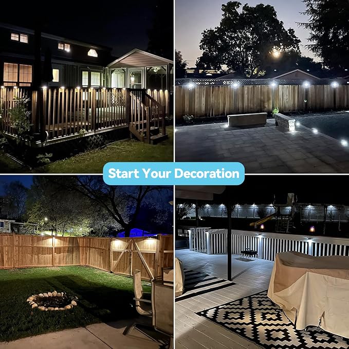Bridika Solar Fence Lights Warm White & White, Solar Outdoor Wall Lights, Fence Solar Lights Outdoor Waterproof for Step, Backyard, Fence, Wall, Patio, Deck Railing, Stair (8 Pack)