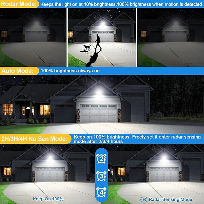 Solar Street Lights Outdoor, 2500LM Solar Security Lights with Remote Control, 270° Wide Angle IP66 Waterproof Motion Sensor Solar Flood Lights for Outside, Garage Yard Garden Fence Lighting, 4 Pack