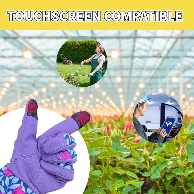 Thornproof Rose&Cactus Gardening Gloves,Gauntlet Garden Glove,Gifts | Canvas,Cute Floral Pattern,Leather Palm,Touchscreen,Durable Material,Garden Gift,Men&Women,Machine Washable,Adjustable Cuff
