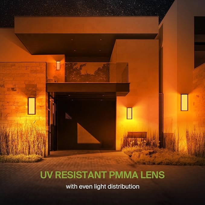 ASD LED 14" Outdoor Wall Light, Smart Front Door House Sconce | RGBW, Work with Alexa, Waterproof, ETL Listed | 20W 1800LM 2700-6500K 100-277V | Exterior Lighting Fixture, Porch Lamp | Black, 4 Pack