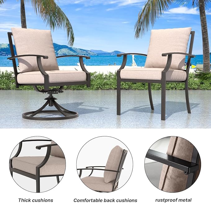 10 PCS Outdoor Patio Dining Set with 13.6ft Double-Sided Patio Umbrella,Patio Table and Chairs Metal Outdoor Patio Furniture Set,Dining Table Set with 8 Chairs,Brown