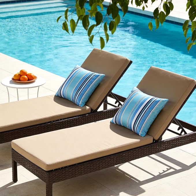 Waterproof Outdoor Pillow Covers 18x18 Inch Set of 2, Light Blue Stripe Decorative Throw Pillow Cover, Modern Farmhouse Cushion Cases for Spring Summer Patio Garden Porch Balcony Beach Sofa