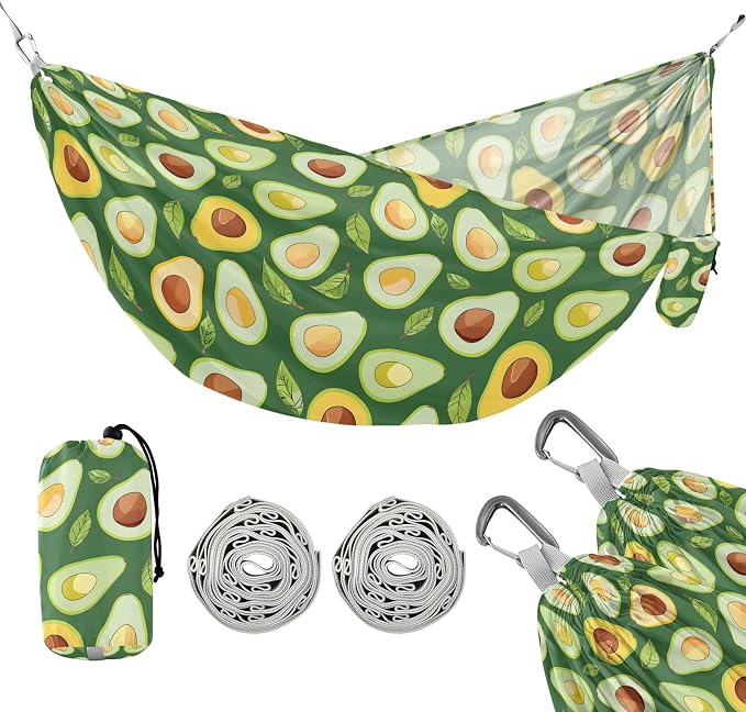 Camping Hammock Outdoor Hammocks for Outside Avocado Green Cute Beach Trees Portable Lightweight with Pockets Tree Straps Indoor