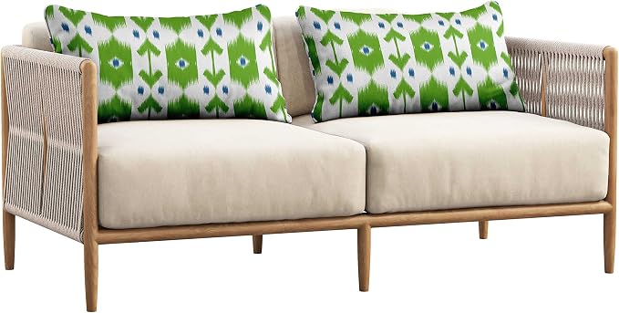 Indoor/Outdoor Polyester Fabric Lumbar Pillow Cover, All-Weather Waterproof Rectangular Cushion Case for Patio Furniture, 12 x 20 Set of 2 - Ikat-29