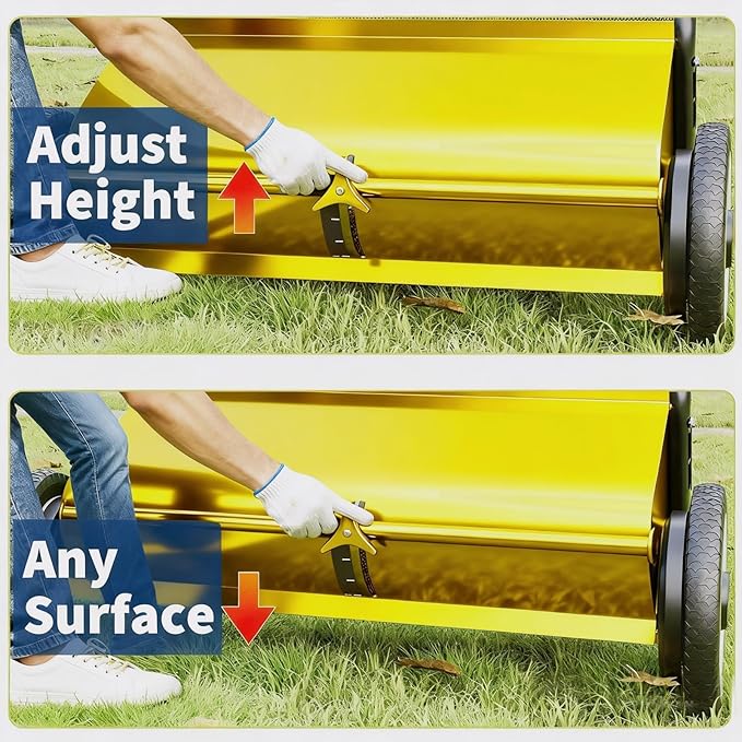 Heavy-Duty 26-Inch Hand-Push Lawn Sweeper with 7 Cu.ft. Collection Bag & Adjustable Brush Reel - Ideal for Picking Up Grass, Leaves, and Yard Debris on Any Terrain