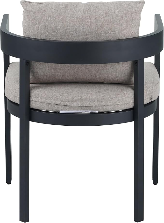 Christopher Knight Home Pusla Acacia Wood Patio Dining Set for 4, Wood&Metal Outdoor Dining Table Set for 4, Round Dining Table and Chairs Set of 4 with Cushion, Teak+Grey+Black