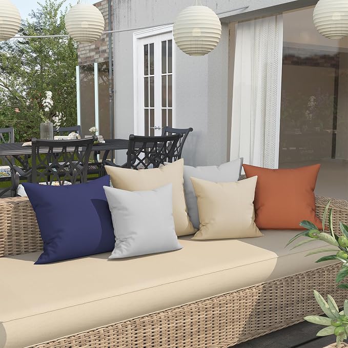 Large 20x20 Inch Outdoor Throw Pillow Covers Cushion Case Set of 2 Waterproof Durable Decorative Cushion for Patio, Deck, Poolside and Outdoor Furniture, Red