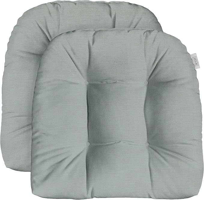 RSH DECOR: Sunbrella Play Tufted Wicker U-Shape Cushions Set of 2 | 22” x 22” | Outdoor Seat Cushions for Patio Furniture| Crafted with Sunbrella Performance Fabric | Play Sky