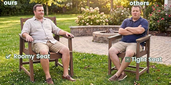 LOUNZY 5 Piece Patio Dining Set for 4, HDPE Outdoor Dining Furniture, Brown | 4 person patio set, eco-friendly HDPE, Space-saving heat resistant surface, family friendly outdoor dining solution