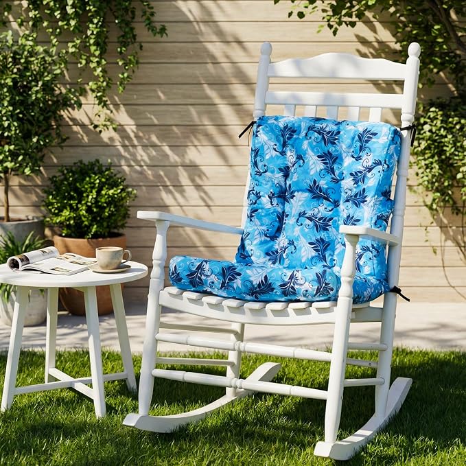 Hoteam 4 Set Outdoor Patio Chair Cushions 20 x 42 in Deep Seat Waterproof Patio Cushions Set for Furniture Replacement Removable Seat and Back (Paisley)