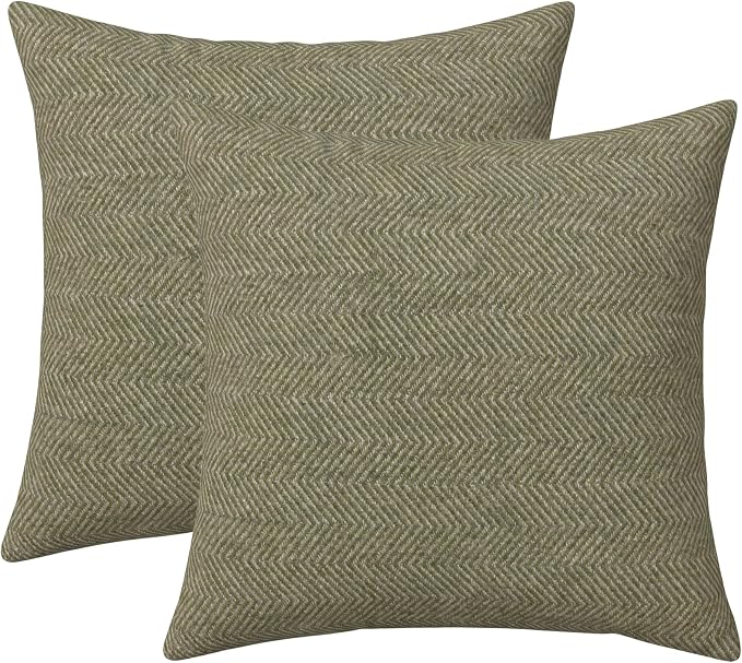 RSH DECOR: Sunbrella Square Throw Pillows Set of 2 | 24" x 24" | Water and Fade-Resistant Performance Fabric | Outdoor Pillow Covers with Down-Alternative Inserts | Made in USA (Spirit Fern)