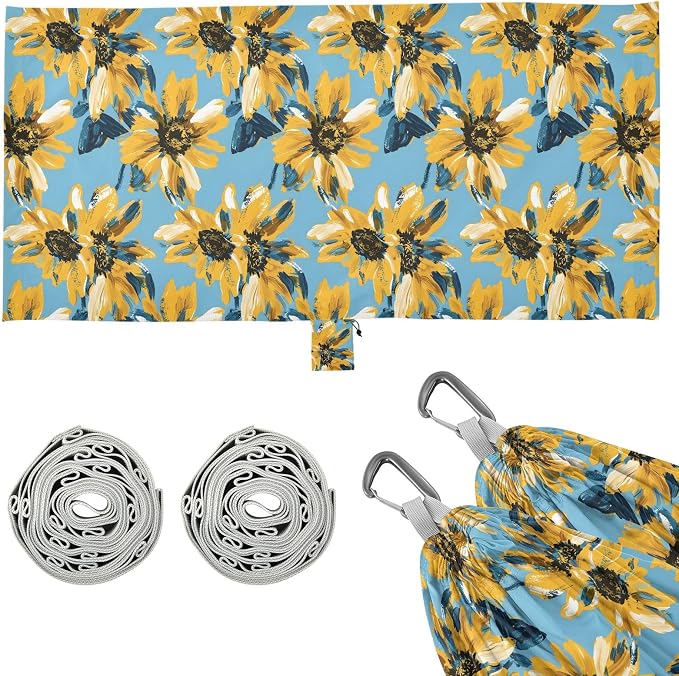 Camping Hammock Outdoor Hammocks for Outside Graffiti Yellow Flower Beach Trees Portable Lightweight with Pockets Tree Straps Indoor Small