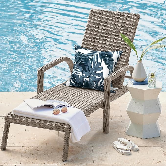 DYTXIII Pack of 2 Outdoor Waterproof Pillow Covers ONLY, 18"x18" Square Decorative Double Printed Throw Pillow Cases for Patio Couch Porch Furniture, Palm Blue
