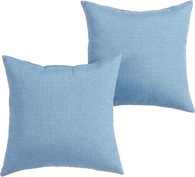 Greendale Home Fashions Outdoor 17-inch Square Decorative Throw Pillow, 2-Pack, Blue Heather