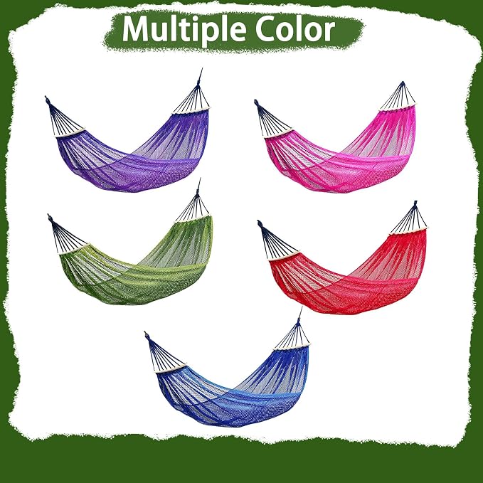 Hammock Without Stand, Blue, Polyester Net | Camping Hammocks for Outside, Travel Portable Lightweight, With Tree Straps & Storage Bag