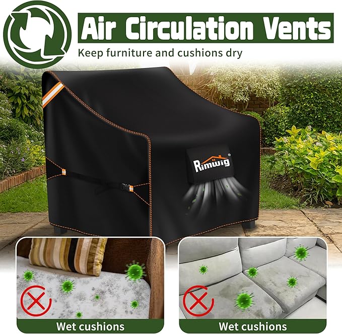 Patio Chair Covers 2 Pack, Waterproof Outdoor Furniture Covers, Heavy Duty Wicker Swivel Chair Covers for Garden Lawn 35" W x 38" D x31 H
