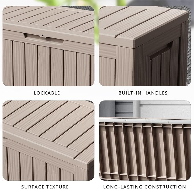 90 Gallon Waterproof Resin Deck Box, UV Resistant Outdoor Storage for Garden, Patio, Porch, Delivery（Black，80 Gallon）