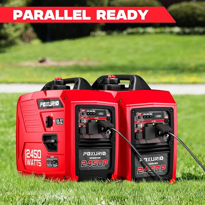 2450 Watt Inverter Generator, 120V Gas Powered Generator Super Quiet, RV Ready/EPA for RV, Camping and Home，Red
