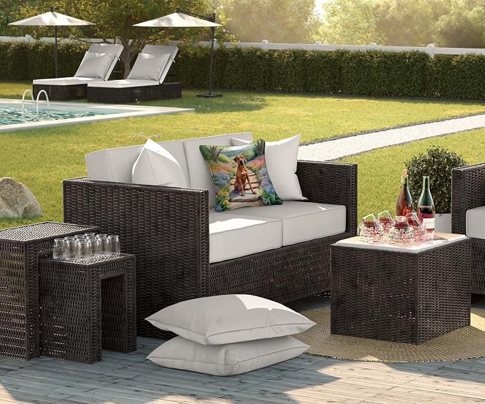 Caroline's Treasures Rhodesian Ridgeback Spring Path Throw Pillow Machine Washable, Indoor Outdoor Decorative Pillow for Couch, Bed or Patio, 18Hx18W