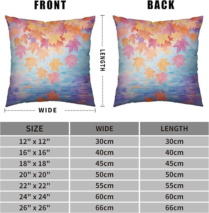 Fall Pillow Covers Maple Leaves Thorw Pillow Covers 16x16 Set of 2 Autumn Maple Leaf Teal Pillowcase Double Sided Printing Cushion Case for Home Decor Couch Sofa