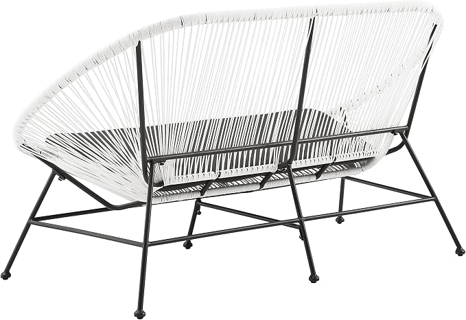 Linon Charleston White Woven Hammock Style Outdoor Loveseat