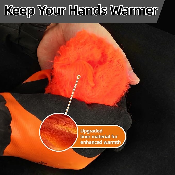 Schwer 2 Pairs Waterproof Winter Work Gloves Latex Coated, CR3302-1, XL | ANSI A2 Cut Resistant, Enhanced Warmth & Durability, for Shoveling Snow, Ice Fishing, Outdoor Cold Weather Keep Hands Warm