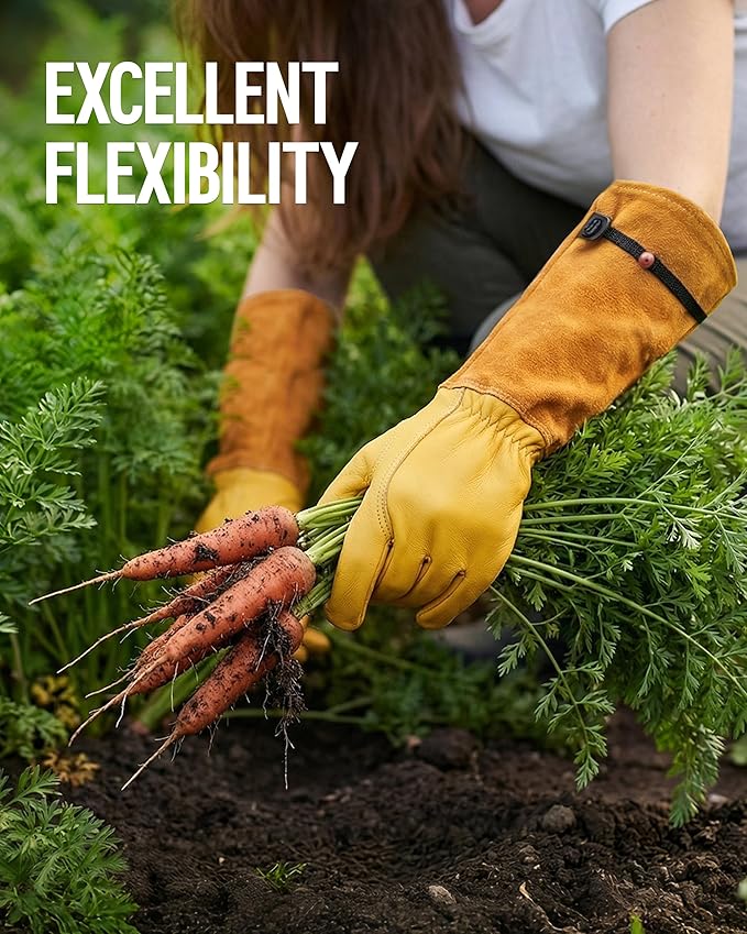 WORKPRO Gardening Gloves, Long Leather Garden Gloves for Women & Men | Thorn-Proof Gardening Gloves, Long Forearm Protection, Work Gloves for Rose, Bush, Blackberry & Cactus, for Yard & Garden