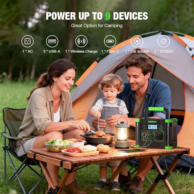 GRECELL 330W Portable Power Station 288.6Wh Solar Generator with USBC PD 60W, 120V Outlet Perfect for Camping, Outdoor Trips, Home Backup & Travel