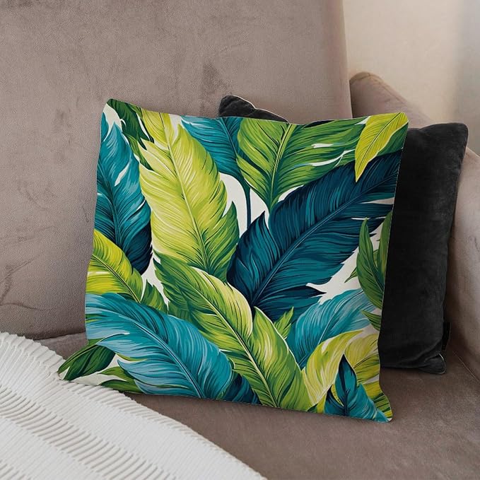 Throw Pillow Covers Turquoise Lime Green Pillows Farmhouse Teal Blue Aqua Tropical Pillow Cover Accent Modern Decorative Pillow Covers for Couch Tent Park 18x18 in