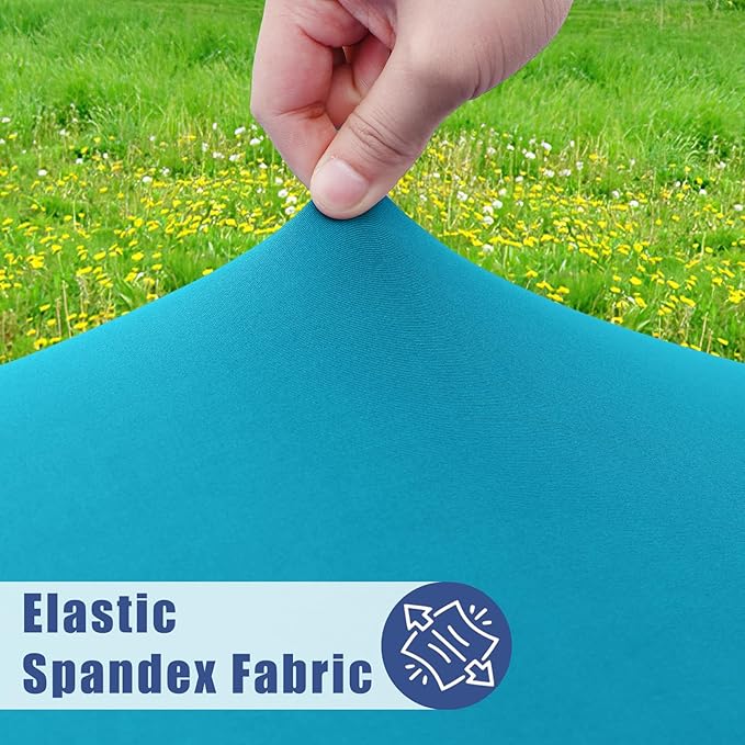 Moosfor Spandex Picnic Table Cloth 2 Pack, Elastic Fitted Tablecloths for Square Tables, Stretch Washable Patio Table Cover for Outdoor, Camping, Banquet and Parties (Teal, 34"x34")