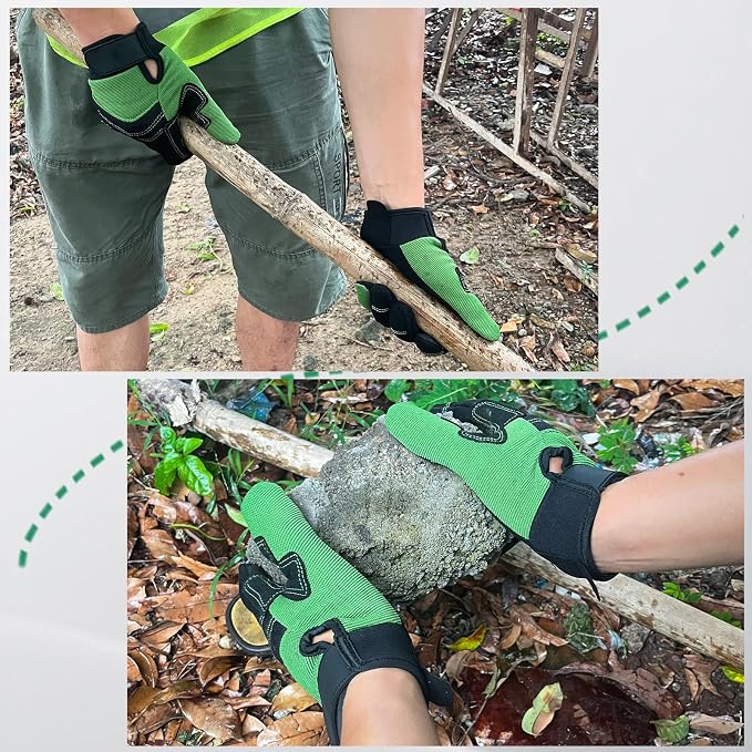 Safety Work Gloves,Multipurpose Working Gloves for Men,Multifunctional Synthetic Leather Spandex Mechanic Gloves,Gardening Glove Gifts for Men,Tounchscreen (Green, Large), 24096001-3