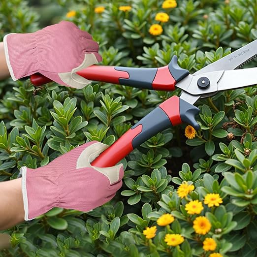 Gardening Gloves, Garden Gloves for Women and Men, Thorn Proof Working Gloves, Durable Leather Work Garden Gloves for Yard & Outdoor Work, Purple, S