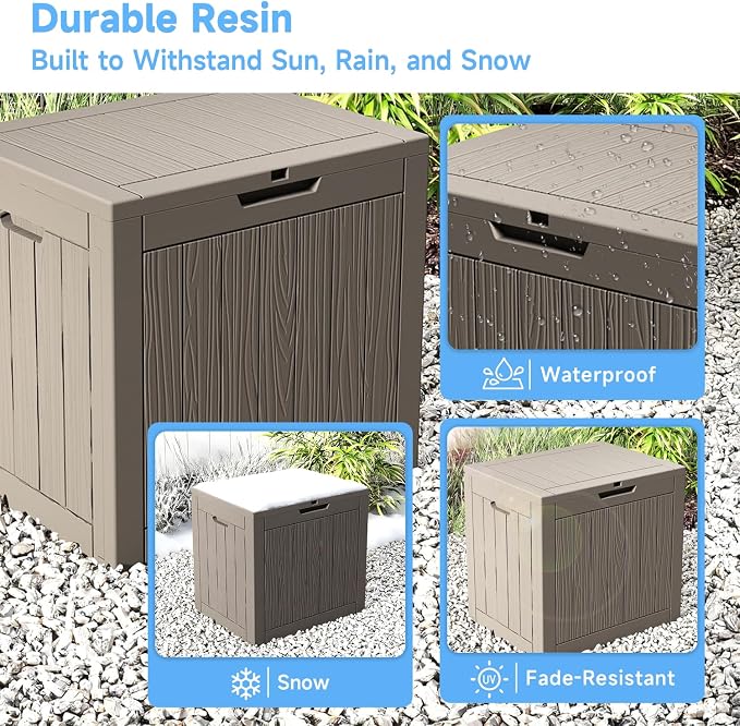 Package Delivery Box, Lockable Resin Outdoor Package, Waterproof Deck Box for Porches, Patios, Indoor & Outdoor Use (35 Gallon, Grey)