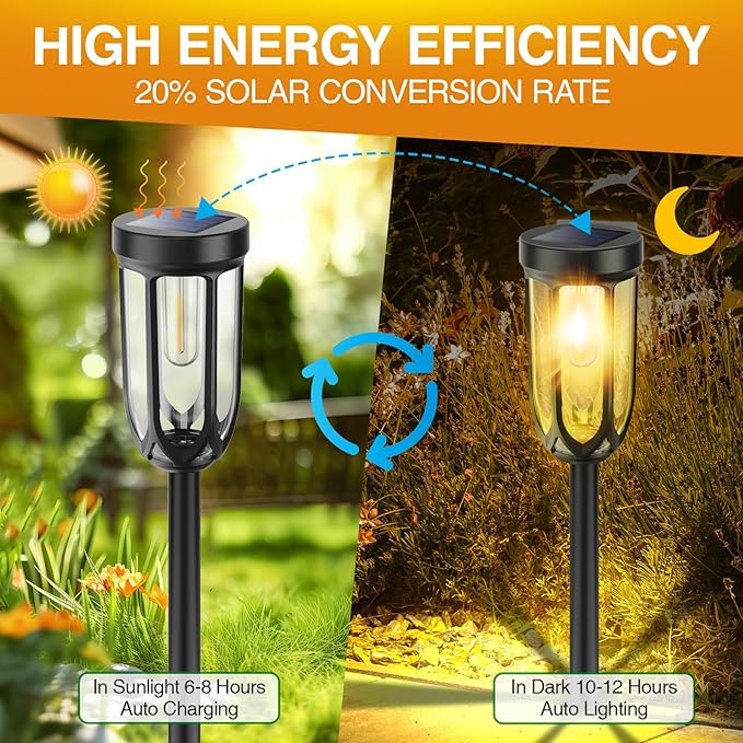 Barleit Solar Lights Outdoor 8 Pack, Solar Pathway Lights, Solar Lights Outdoor Waterproof IP65, Bright Auto On/Off Driveway Patio Light, Solar Garden Lights Landscape Lighting for Walkway Lawn Yard