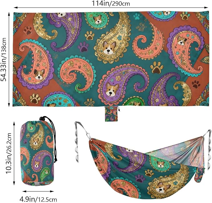 Retro Animal Camping Hammock Fabric for Outside Patio Garden