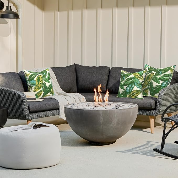 LVTXIII Outdoor Throw Pillow Covers 16x16 inch Waterproof Tropic Accent Pillow Cases Fluffy Outdoor Cushion Covers for Garden and Patio Furniture Decoration,2 Pack, Lush Leaf Jungle