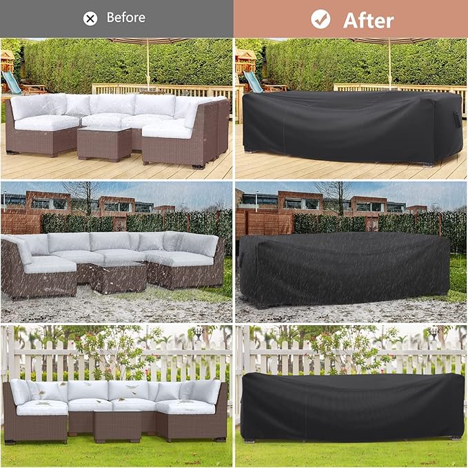 Patio Furniture Set Cover Waterproof, Mrrihand Outdoor Sectional Sofa Set Cover Heavy Duty 600D Table and Chair Set Cover 98" L× 78" W× 30" H