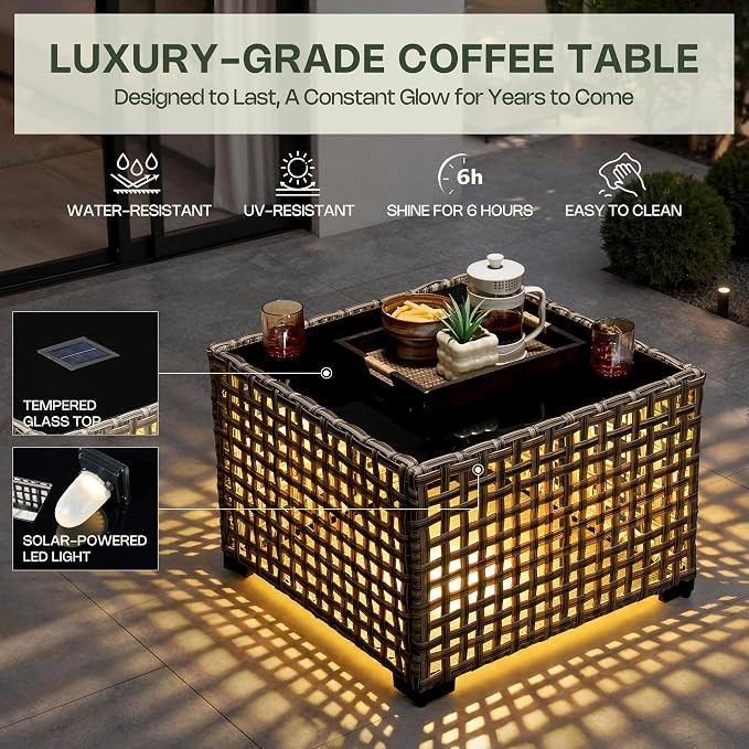 10 Pieces Patio Furniture Set, Outdoor Conversation Set with 360° Swivel Rocker Chairs, Wicker Modular Sectional Sofa & Solar Coffee Table, High Back Outdoor Furniture L Shaped Couch for Porch, Red