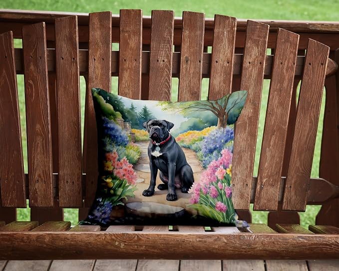 Caroline's Treasures Cane Corso Spring Path Throw Pillow Machine Washable, Indoor Outdoor Decorative Pillow for Couch, Bed or Patio, 14Hx14W