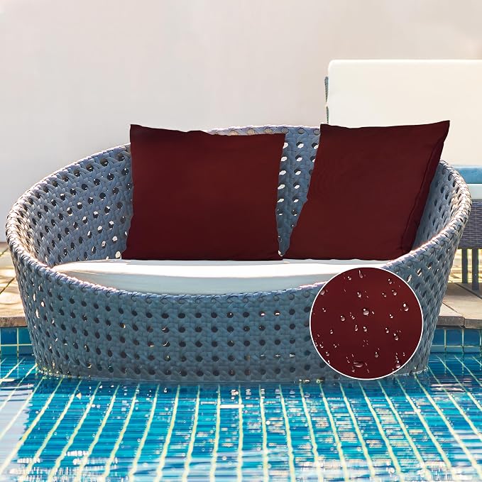 A1 HOME COLLECTIONS A1HC Luxurious Outdoor Waterproof Pillow Covers 22x22 Inches (Pack of 2, Copper Rust), Throw Pillow Covers for Pool Areas, Garden, Sofa, Chairs, Beds, Tent, Patio