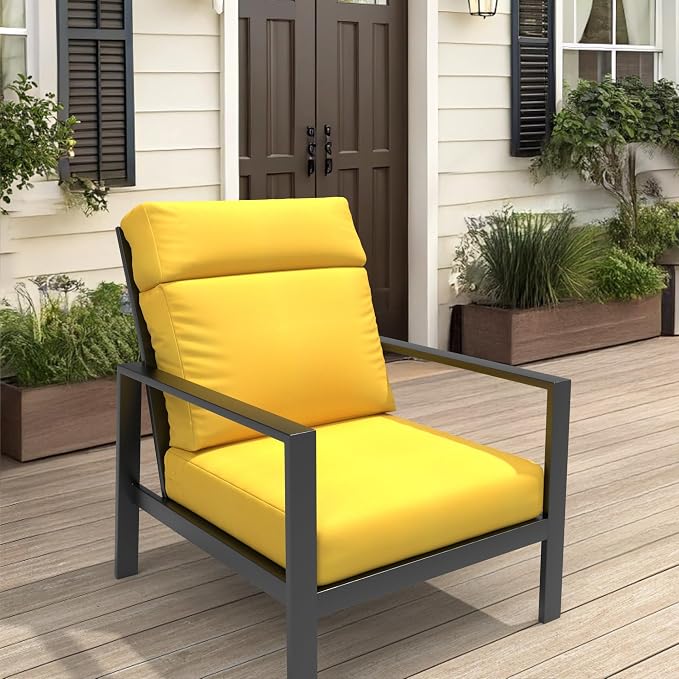 Covers & All Sunbrella Outdoor Cushions, High Back Outdoor Chair Cushions with Supportive Foam Seat and Poly Fill Back, Made with Waterproof, Stain & Fade Resistant Sunbrella Fabric for Patio Chairs