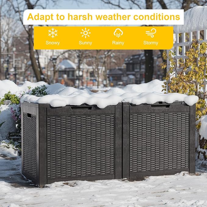 Waterproof Outdoor Storage Box, 31 Gallon Lockable Deck Box, UV-Resistant Outside Storage Bin With Hydraulic Lid For Patio Furniture, Cushion Organizer, Garden Tools, Pool Accessories, Black