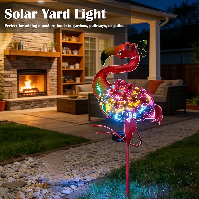 SunKite Flamingo Solar Garden Light Yard Decor Gifts for Women Outdoor Decorative Stake Light Waterproof for Garden,Yard Lawn,Patio, Courtyard, Pathway Gift for Mom Grandma